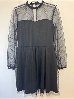 Girls' Black Mesh Overlay Party Dress Wednesday Addams Goth Wedding